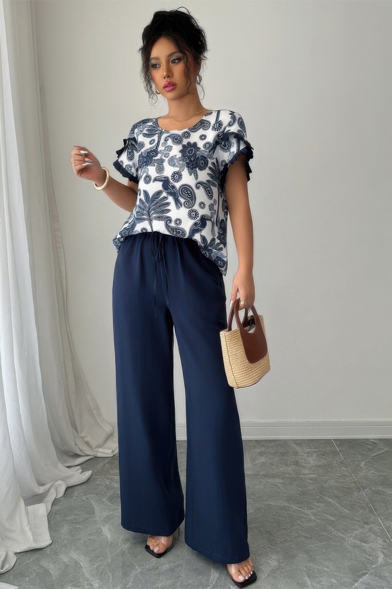 Aurelie | Women's Floral Ruffle Two-Piece Set – Belezo Tropical